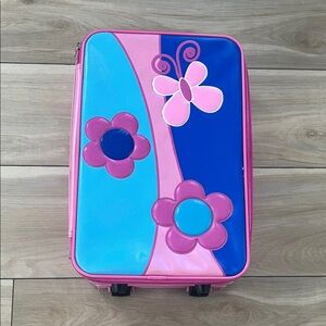 Pink and Blue Floral Suitcase